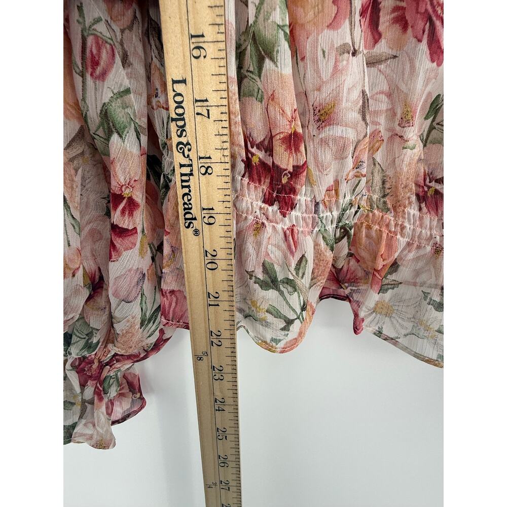Dress Forum Los Angeles Floral Peasant Blouse Cottagecore Romantic Boho Top M - Picture 8 of 9